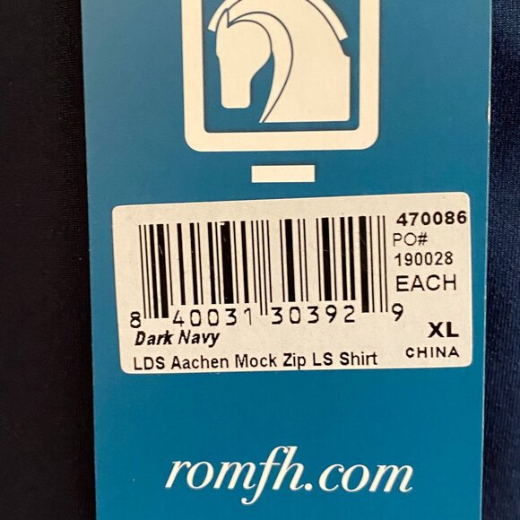 ROMFH Aachen Mock Zip Long Sleeve Shirt Dark Navy — Women’s XL — NWT - Picture 13 of 13